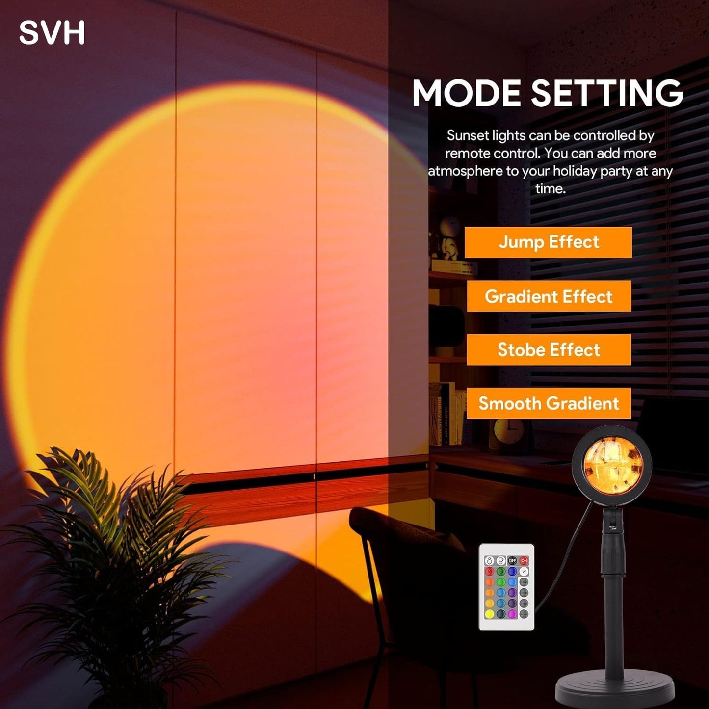 TANSICO Sunset LED Lamp with 16 Colors & Remote