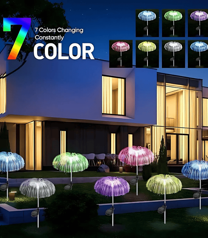 TANSICO Solar Jellyfish Fiber Optic Garden Lights - 2 PCS