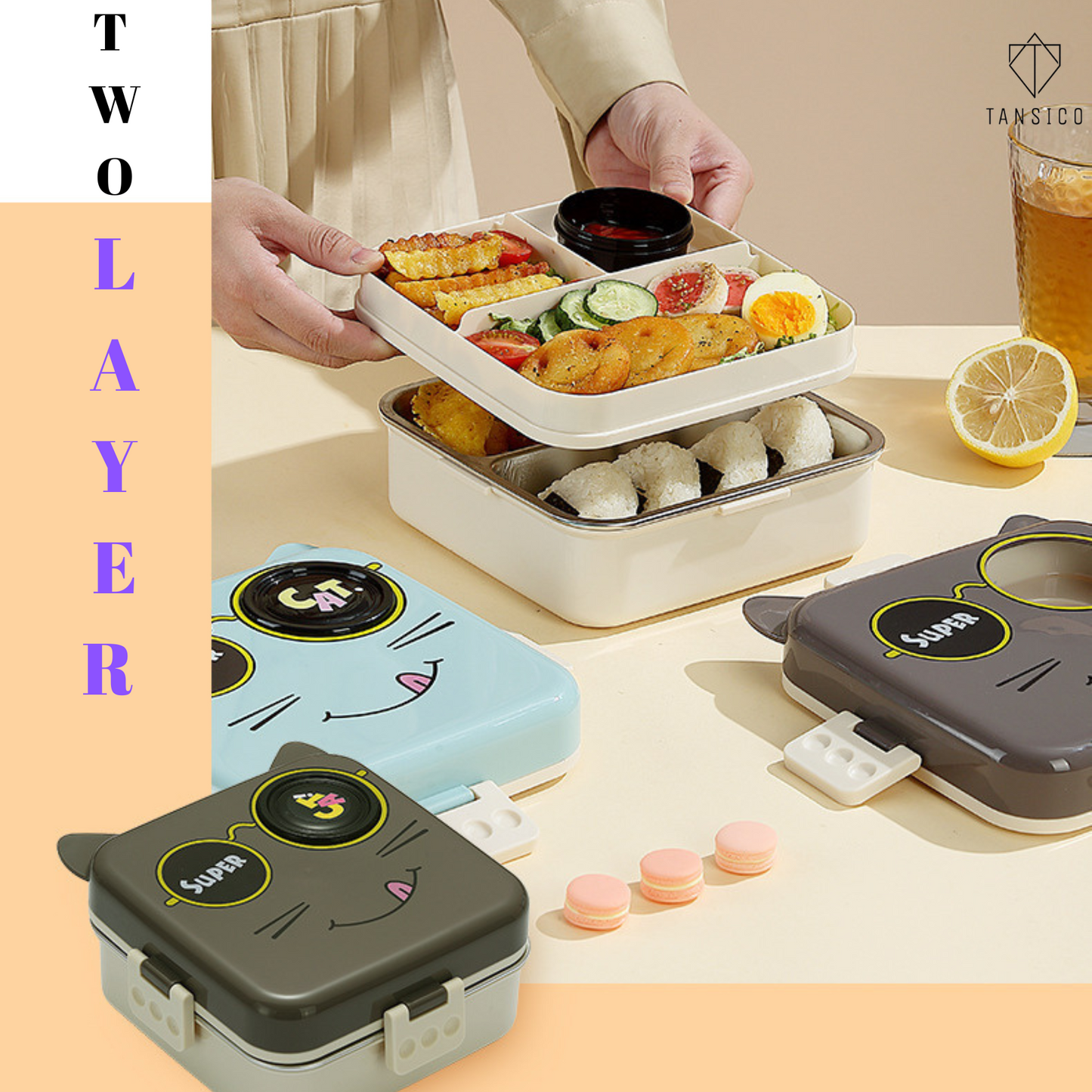 TANSICO Cat Square Lunch Box