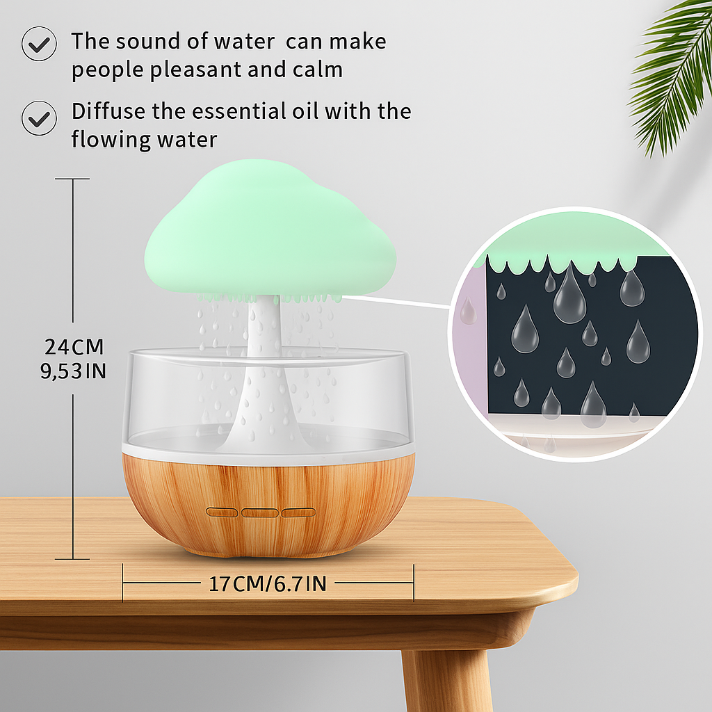 TANSICO LED Rain Cloud Aroma Diffuser – 7 Color