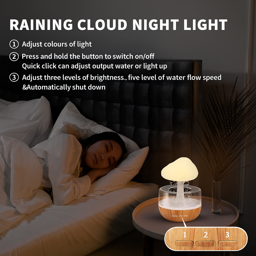 TANSICO LED Rain Cloud Aroma Diffuser – 7 Color