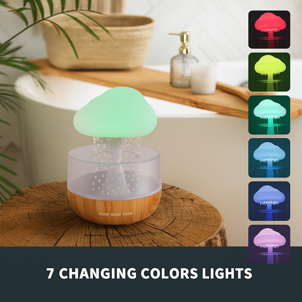 TANSICO LED Rain Cloud Aroma Diffuser – 7 Color