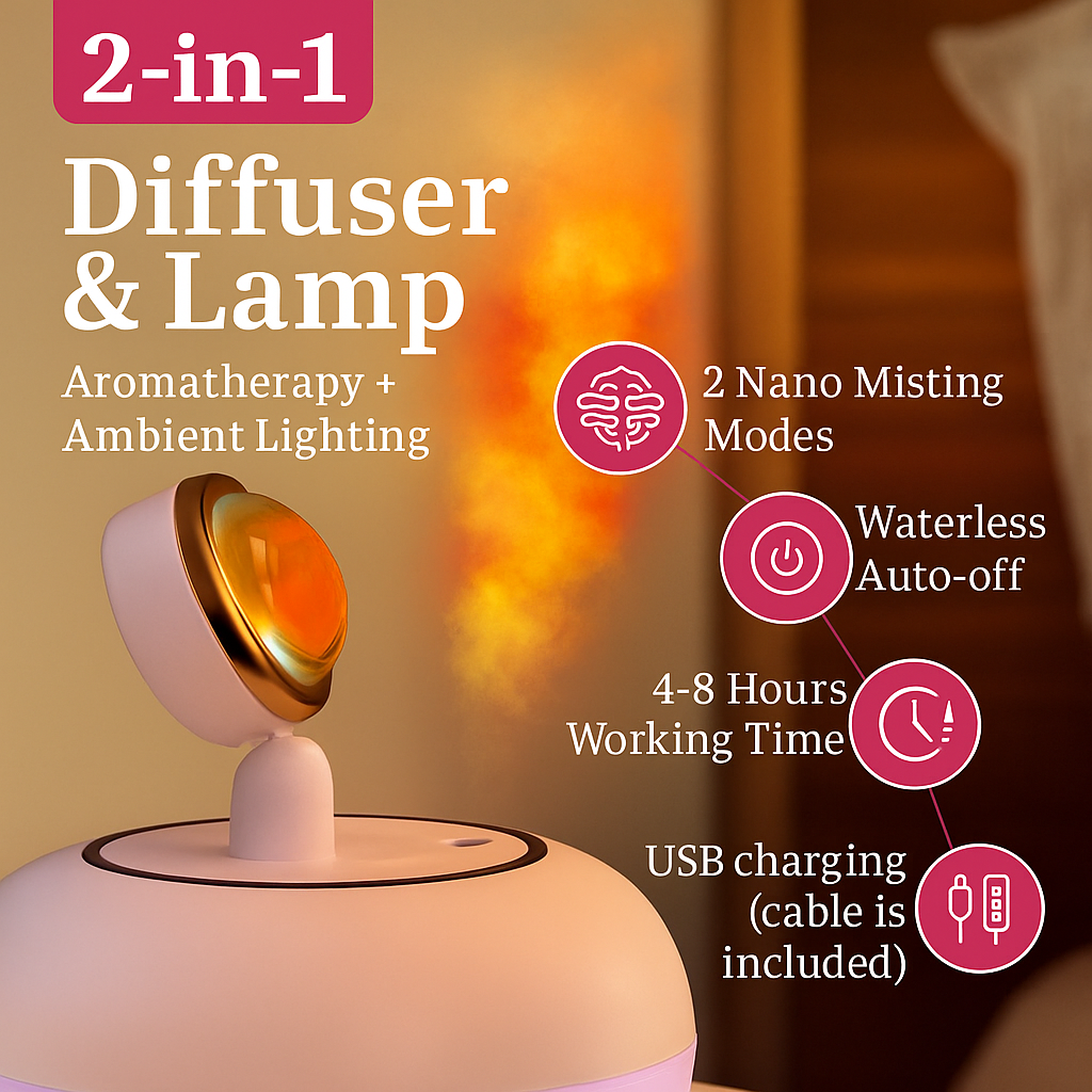 TANSICO Flame Mist Humidifier with LED Lamp