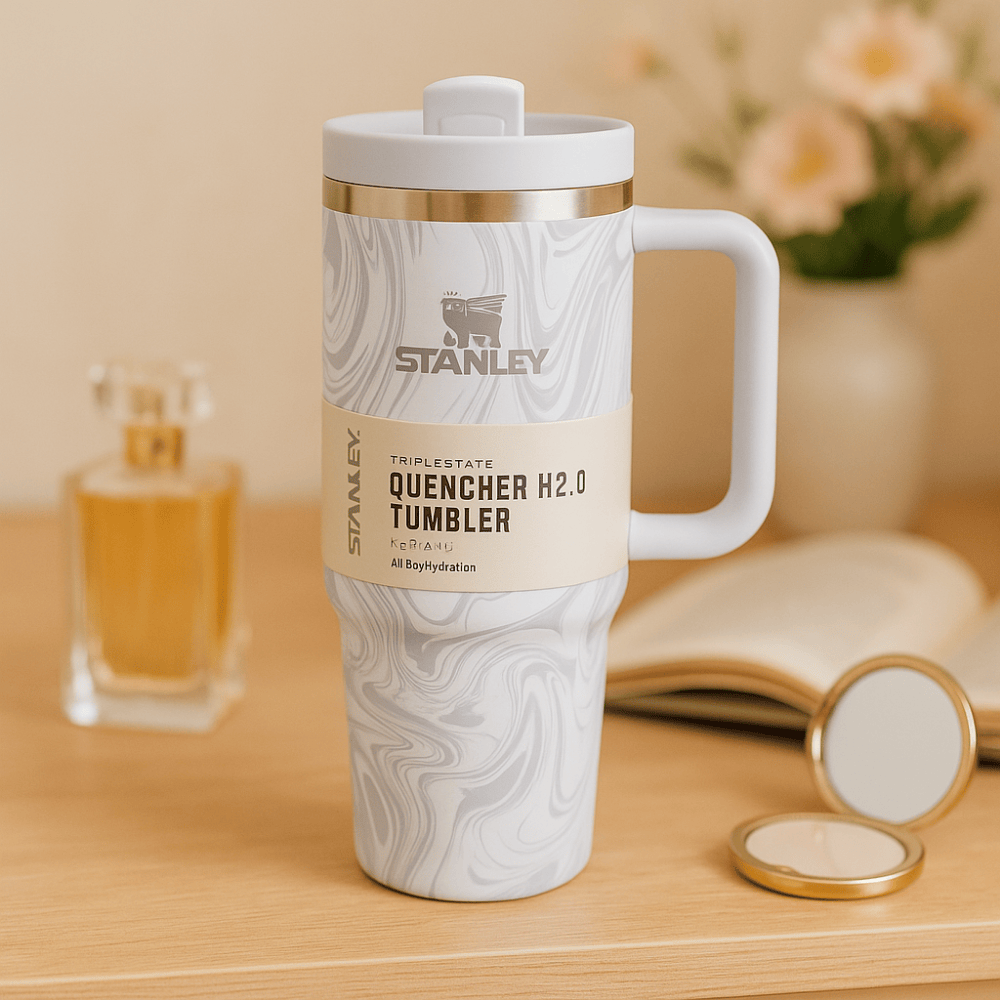 TANSICO 1.18L Stainless Steel Tumbler - Marble White
