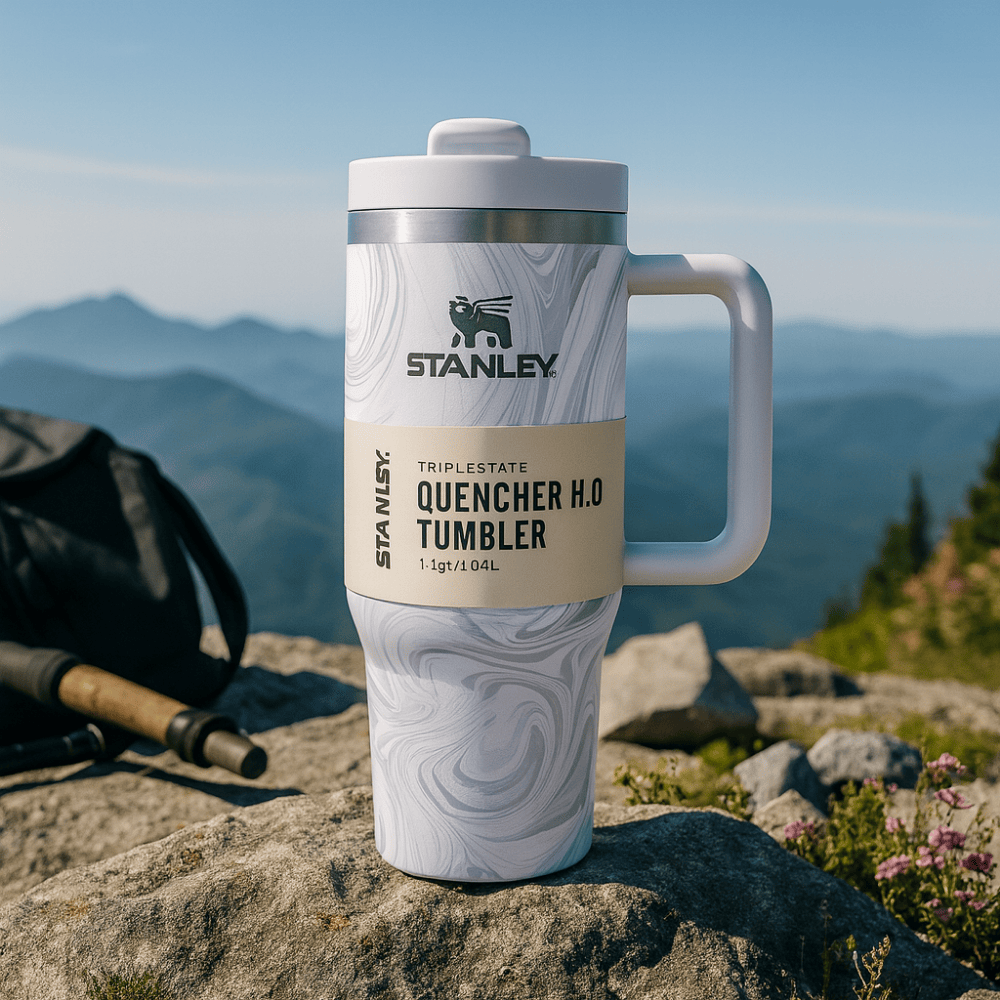 TANSICO 1.18L Stainless Steel Tumbler - Marble White