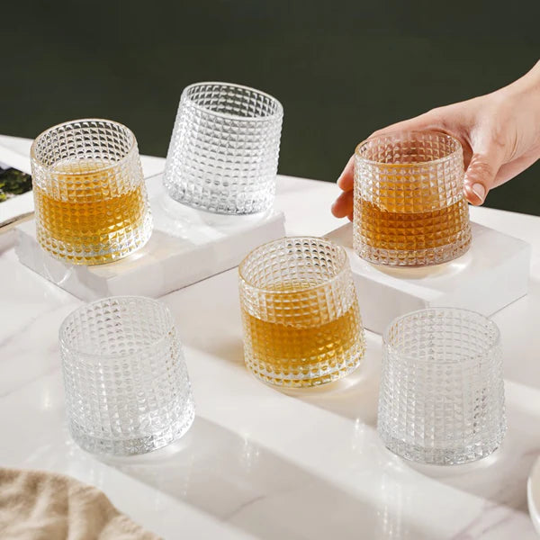 TANSICO Rotating Whiskey Glass Set – 150ml (Set of 6)