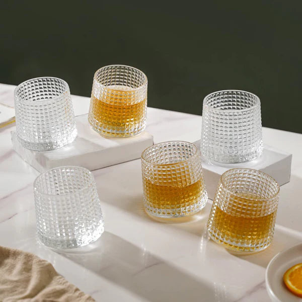 TANSICO Rotating Whiskey Glass Set – 150ml (Set of 6)