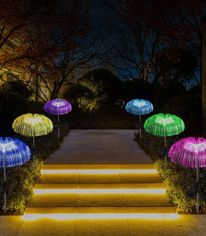 TANSICO Solar Jellyfish Fiber Optic Garden Lights - 2 PCS
