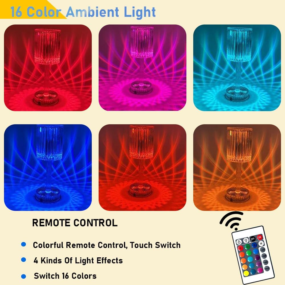 TANSICO 16-Color Crystal Touch Lamp