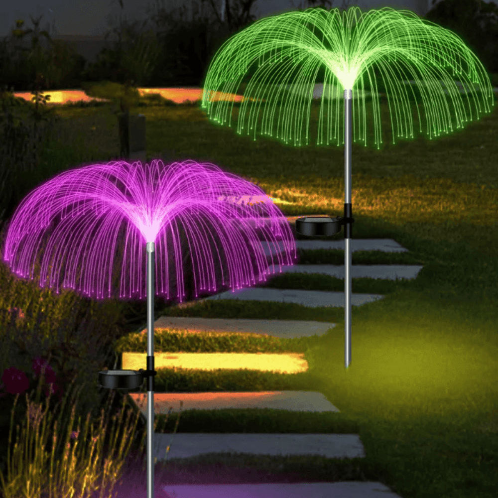 TANSICO Solar Jellyfish Fiber Optic Garden Lights - 2 PCS