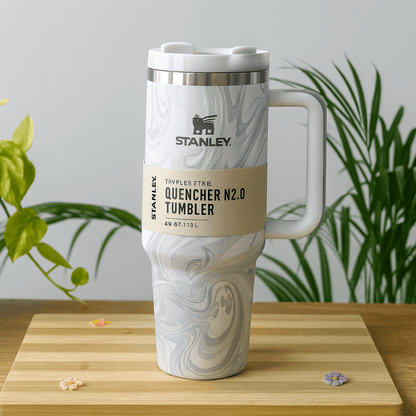TANSICO 1.18L Stainless Steel Tumbler - Marble White