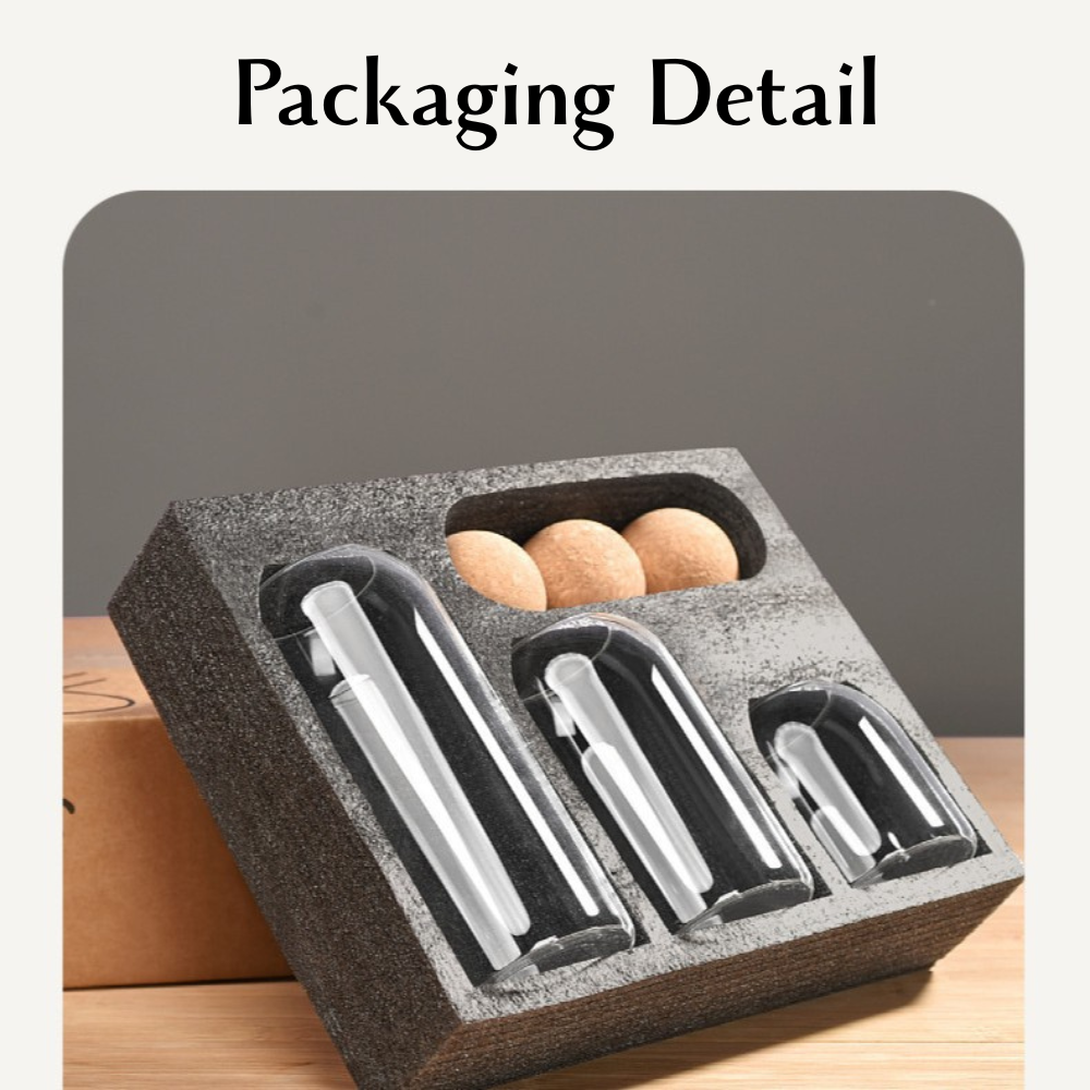 TANSICO Airtight Glass Storage Jar Set with Wooden Ball Lid (500 ml + 800 ml + 1200 ml)