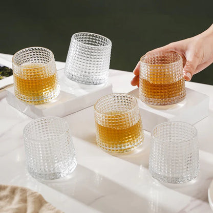 TANSICO Rotating Whiskey Glass Set – 150ml (Set of 6)