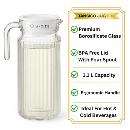 TANSICO 1.1 L Borosilicate Glass Jug
