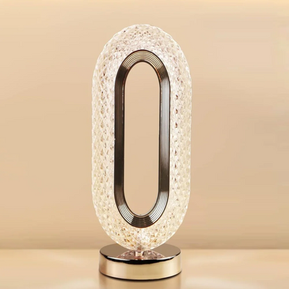 TANSICO Crystal Oval LED Table Lamp — Touch-Sensor, 3 Color Modes, USB-C Rechargeable