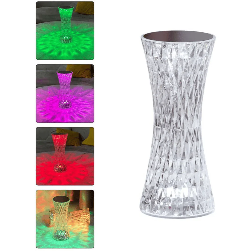 TANSICO Crystal Diamond LED Vase Lamp – 19 cm